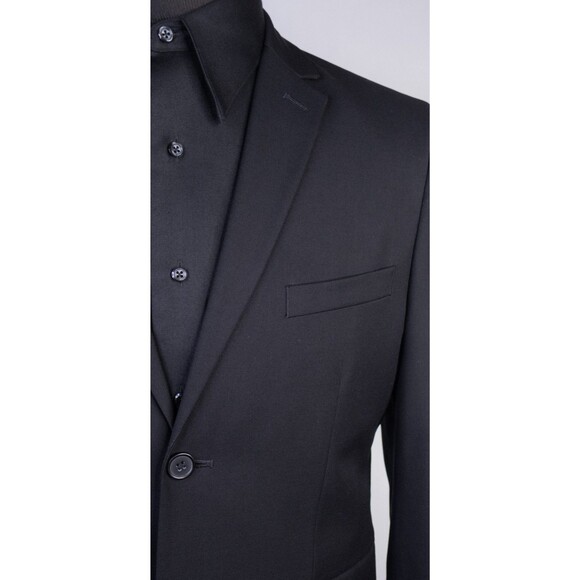 H&M Mens Blazer Sport Coat Two Button Casual Jacket Size 38R SLIM FIT BLACK - Picture 4 of 13